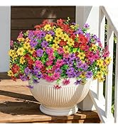 Besteek 20 Bundles Artificial Flowers for Outdoors, Fake Silk Flowers UV Resistant Faux Realistic...