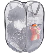 Kimmama Large Collapsible Mesh Laundry Basket,Foldable Pop Up Laundry Hamper with Side Pocket,Rem...