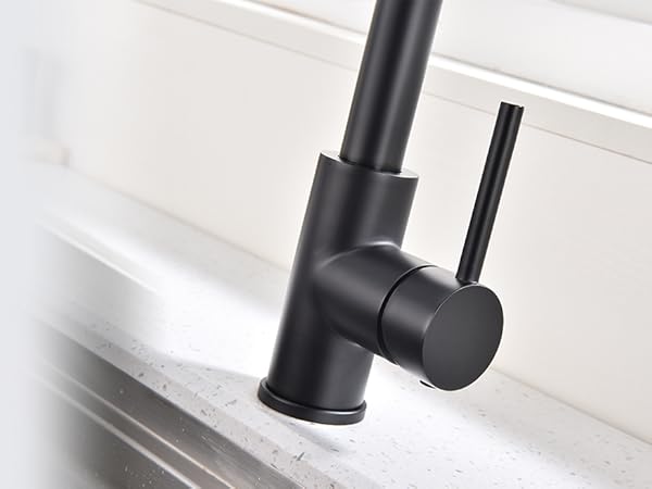 havin black pull out kitchen faucet