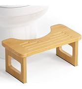 AmazerBath Bamboo Toilet Stool, Foldable Squat Potty Stool for Adults, Non-Slip Poop Stools for B...