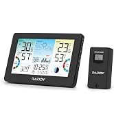 Raddy HW75 Weather Station Wireless Indoor Outdoor, 7.5" Large Color Display, Home Temp & Humidit...