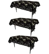 Trgowaul Happy Birthday Tablecloth, Cheers 52 x 90 Inches Rectangle Black and Gold Plastic Tablec...