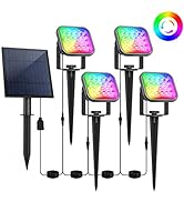 T-SUN Solar Spotlights Color Changing, 4 in 1 Solar RGB Solar Lights Outdoor Waterproof Auto ON/O...