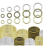 60pcs Round Metal Key Ring Metal O Ring Multi-Purpose Metal O Ring 5 Sizes Non-Welded O Ring Roun...