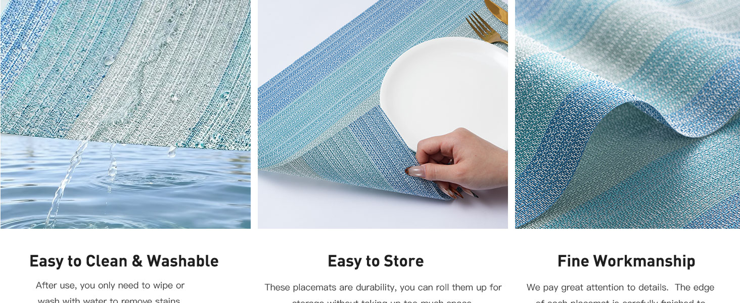 Placemats Set of 4,Vinyl Table Place Mats Stain Resistant Foldable Placemats Washable Wipeable
