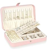 Hatori Travel Jewelry Case for Women, Portable PU Leather Travel Jewelry Organizer Box for Neckla...