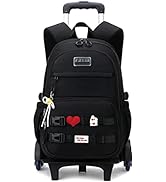 ZHANAO Girls Rolling Backpack Wheeled Backpack for Boys Trolley School Bags Kids Luggage Roller B...
