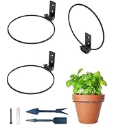 NACETURE Flower Pot Holder Ring for Wall Mount Foldable – Heavy Duty Round Metal Planter Hooks Ha...