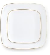 R-kay Gold Plastic Plates For Party - 40 Pack - 20 Square Plastic Plates 10.25 Inch And 20 Small ...