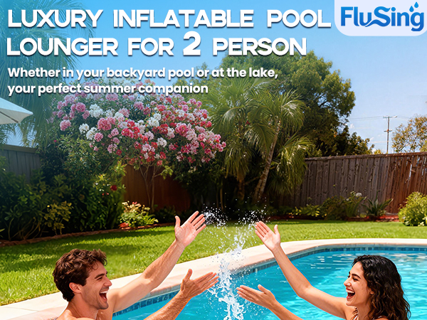Inflatable Tanning Pool Lounger Float for 2 Person Pool Float Chairs for Adults