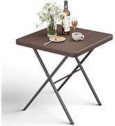 FurniEdge Folding Table, Portable Square Foldable Table No Assembly, Heavy Duty Steel Frame Indoo...