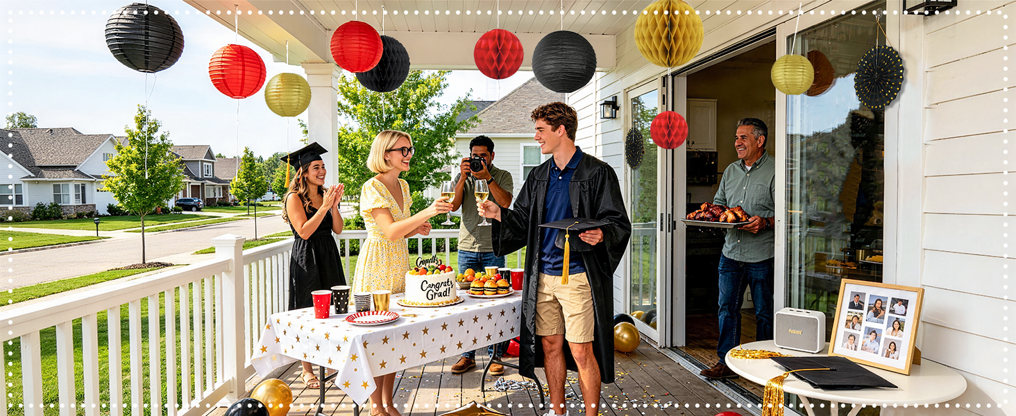 Red Black and Gold Graduation Party Decorations 2026