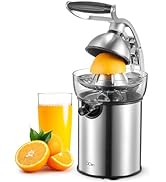 QCen Electric Citrus Juicer Squeezer, Electric Juicer for Orange, Lemon and Limes with Rubber Han...