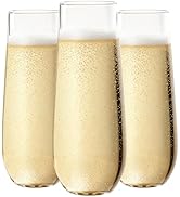 Ciaell 48 Pack Plastic Champagne Flutes - 9 Oz Disposable Champagne Glasses - Stemless Mimosa Gla...