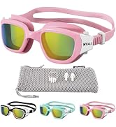 Whale Kids Swim Goggles Wear Comfortable UV400 Antifog Polarized Swimming Goggles Suitable for ag...