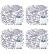 4-Pack Fairy Lights Battery Operated with Timer, Waterproof 16FT 50 LED String Lights Indoor Outd...