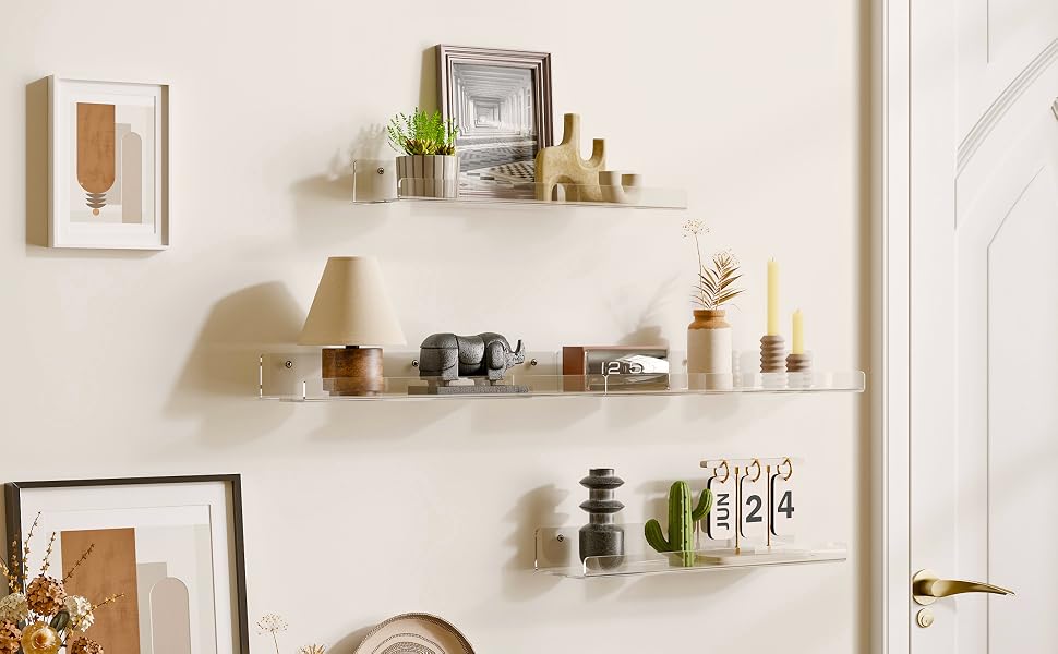 wall storage shelves vinyl floating acrylic shelf bedroom holder bathroom record book perfume clear