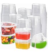 100 Sets 1 1/2 Oz Heart Shaped Jello Shot Cups with Lids, Small Condiment Containers, Disposable ...