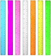 Color Transparent Ruler Plastic Rulers - Ruler 12 inch, Kids Ruler for School, Ruler with Centime...