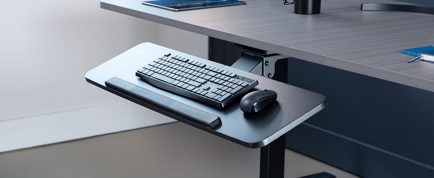 MOUNT-KB03B tilting keyboard tray at desk