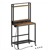 YATINEY Computer Desk with Hutch and Drawers, Home Office Desk with Power Outlets, Gaming Desk wi...