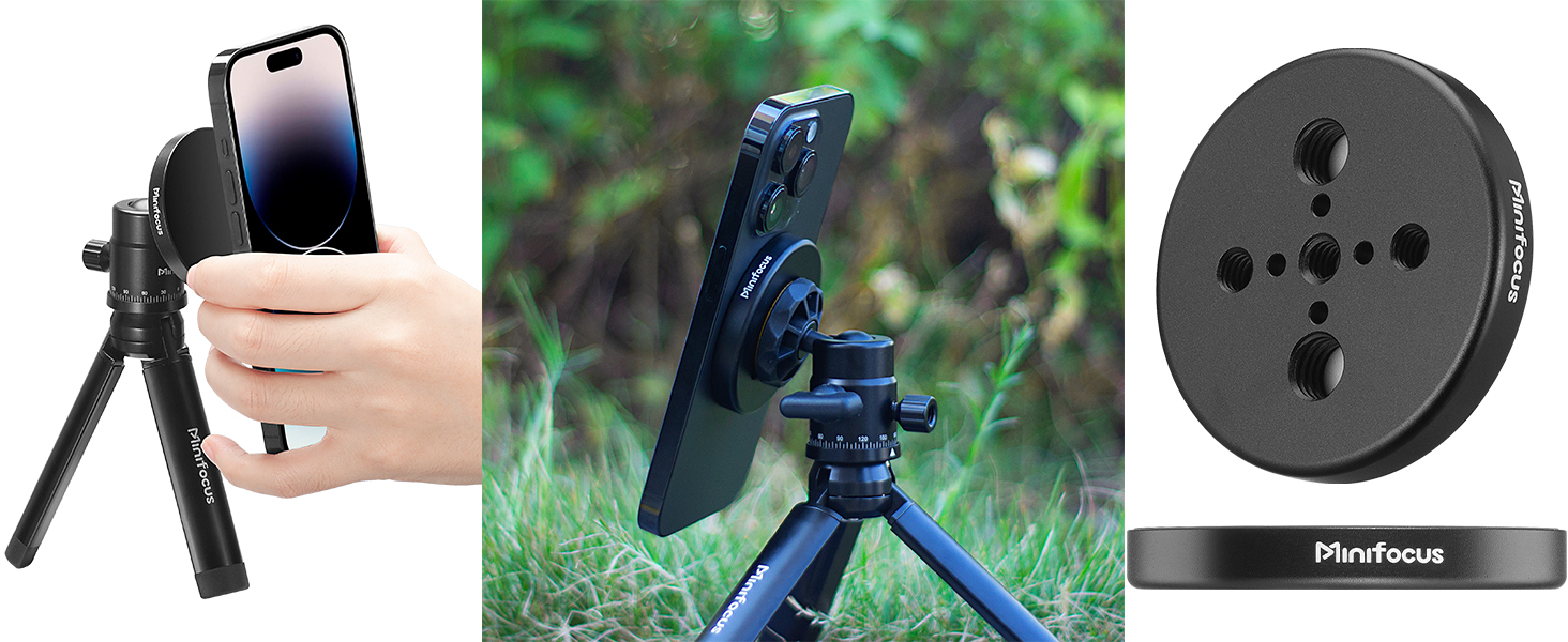 Magnetic Phone Tripod Mount Adapter 1/4"-20 Hole MagSafe iPhone 15 14 13 Magsafe Case Selfie Stick