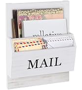 SeekElegant Mail Organizer Wall Mounted, 2-Slot Mail Holder for Wall, Wood Hanging Mail Organizer...