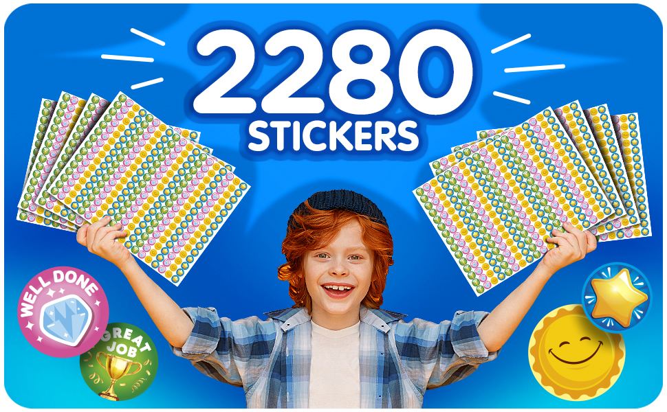 Multiple kids reward chart with 2280 Stickers