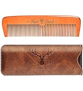 Wooden Hair Combs for Men & Women, Men's Wood Beard Comb with Leather Travel Case,Womens Combs fo...