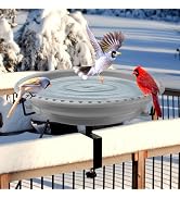 Daoeny Heated Bird Bath for Deck Railing, Upgraded 100W Heated Bird Baths for Outdoors Thermostat...