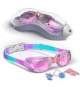 Hurdilen Kids Swim Goggles, Swimming Goggles for Kids with Nose Clip, Earplugs, Nose Bridge for A...