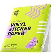 Premium Printable Vinyl Sticker Paper for Inkjet Printer and Laser - 20 White Matte Sticker Paper...