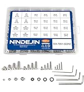 NINDEJIN Black & Silver Hex Socket Head Screws Bolts Nuts and Flat Washer Assortment Kit(Hex Sock...