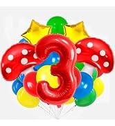 3 Balloon Number Red Blue Green Yellow Balloon Cartoon Mushroom Decorations Star Balloons for Bir...
