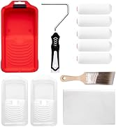 Mister Rui 11-Piece Foam Paint Roller & Paint brush Kit, 4-Inch Ergonomic Handle, Magnetic Tray &...