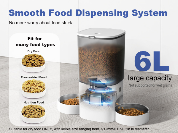 automatic cat feeder with smooth food dispensing system