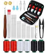 TLKKUE 40 Pcs Big Eye Steel Sewing Needles Kit, Steel Needles for Hand Sewing, Sewing Kit with St...
