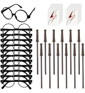 36Pcs Wizard Theme Party Favors - Wand Pencils Wizard Glasses with No Lenses Lightning Bolt Scar ...