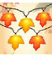 Fall Decor - LED Fall String Lights Orange Yellow Leaf Lights, 8.5Ft 3D Leaf String Lights Plug i...