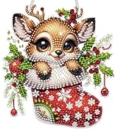 Bowetile Christmas Hanging Diamond Art Painting Kits for Kids Adults, 5D Special Shape Diamond Ar...