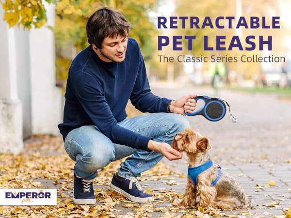 Emperor Pets | 26ft Heavy Duty Retractable Dog Leash - For Pets Up to 110lbs - Classic Series -Blue