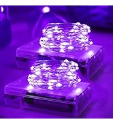 Halloween Christmas Decorations Purple Fairy String Lights Indoor, Battery Operated with Timer, 2...