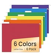 SUNEE Hanging File Folders, 6 Pack Letter Size Hanging File Folders with 1/5-Cut Tabs, Ideal for ...