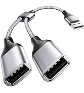 ANDTOBO USB Splitter, USB 2.0 A Male to 2 Dual USB Female Jack Y Splitter Hub Power Cord Extensio...