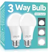 Gonhom 3 Way LED Light Bulbs 50 100 150W Equivalent, Daylight White 5000K 3 Way Light Bulbs, A19 ...