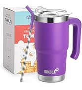 Mollcity Insulated Tumbler with Handle 16 oz Stainless Steel Double Wall Vacuum Tumbler Cups Trav...