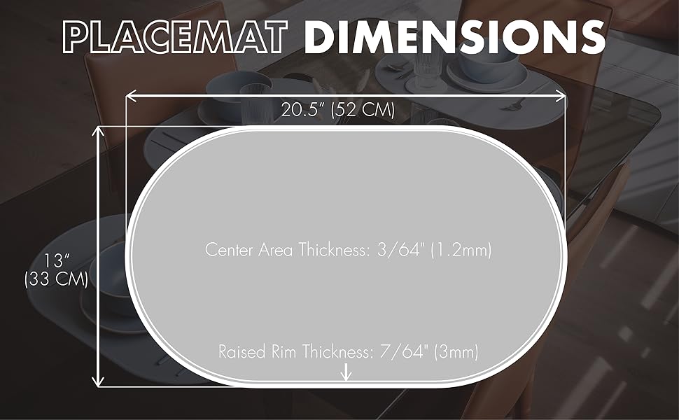 Placemat Dimensions 20.5" by 13" (52CM x 33 CM)