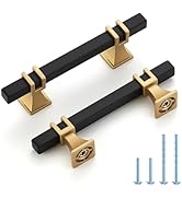 HOME EDIT 10 Pack 3 inch Black & Gold Cabinet Handles Square Zinc-Alloy Pulls for Kitchen Dresser...