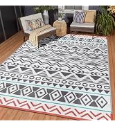 Outdoor Rugs Patio Camping Waterproof - 5x8 Plastic Straw Patio Rug Portable for Campers, Outside...