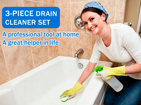 Drain Brush and Drain Snake Cleaner Tools Set, Flexible Drain Hair Remover Tool